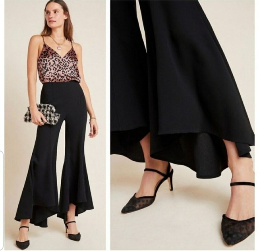 Anthropologie Women's Black Tulip Trousers Size 6